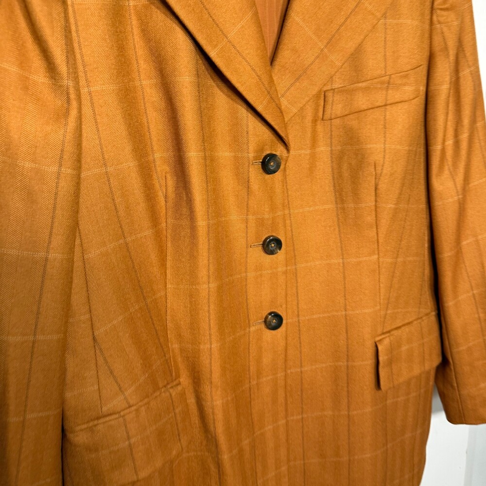 Cashmere Vintage Escada Margaretha Ley Plaid Blazer Jacket Rust Gold US 10 - Picture 4 of 13